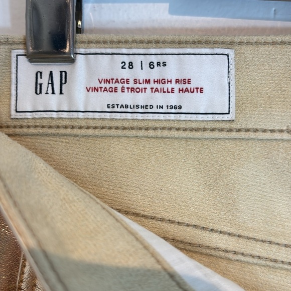 Gap high rise metallic vegan leather gold slim jeans size 28 - Picture 10 of 13